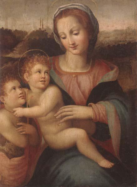 Francesco Brina The madonna and child with the infant saint john the baptist oil painting image